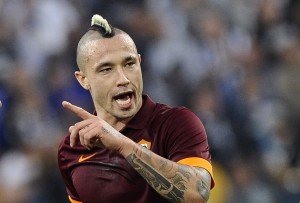AS Roma's Nainggolan reacts during their Italian Serie A soccer match against Juventus in Turin