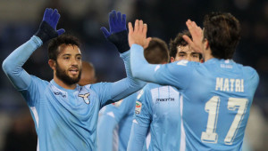 during the Serie A match between SS Lazio and Hellas Verona FC at Stadio Olimpico on February 11, 2016 in Rome, Italy.